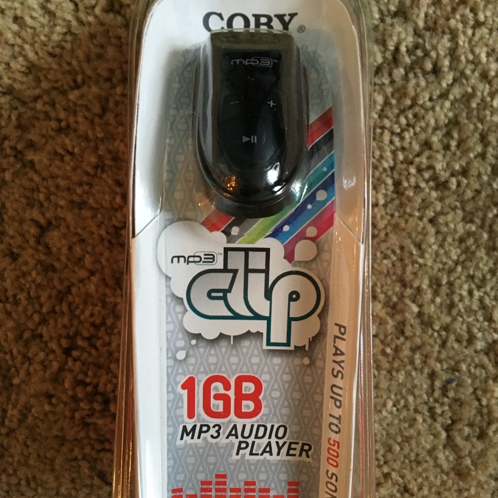 Coby Clip on mp3 music player- great for running!  1mb